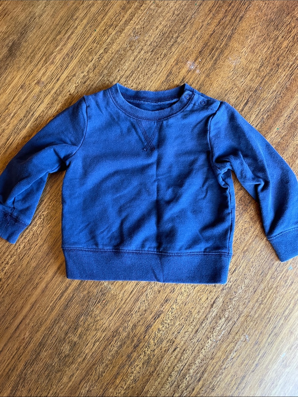 Primary Navy Blue Baby Crewneck Sweatshirt with Shoulder Snap